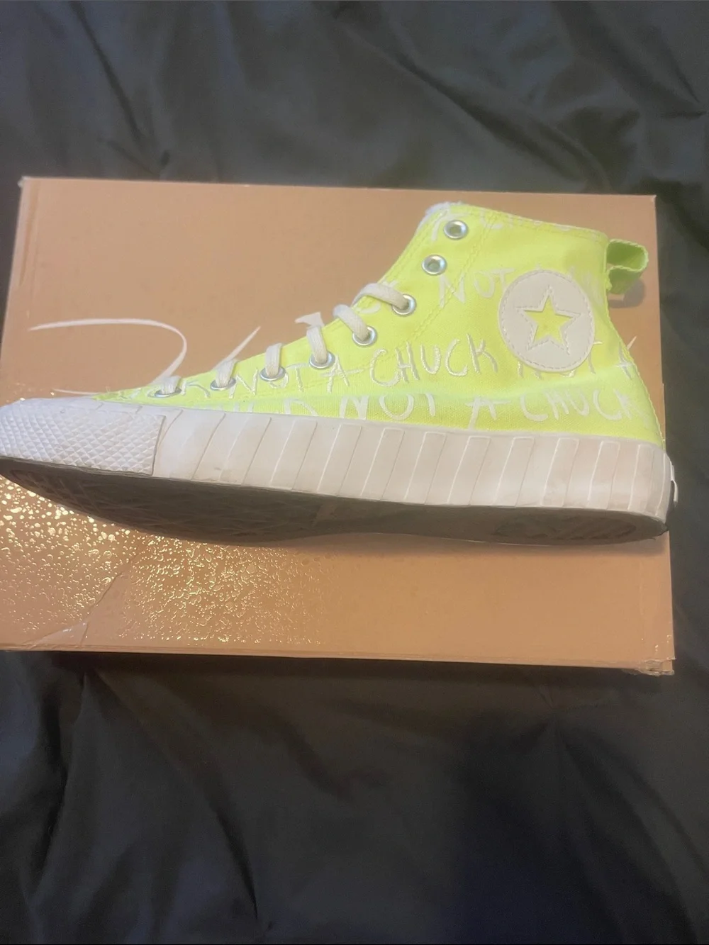 Converse High-Top Sneaker in Neon Yellow and White